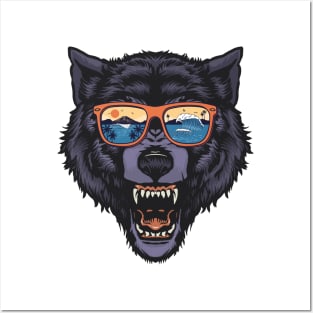 Wolf Surfing Summer California Sunglasses Sea Posters and Art